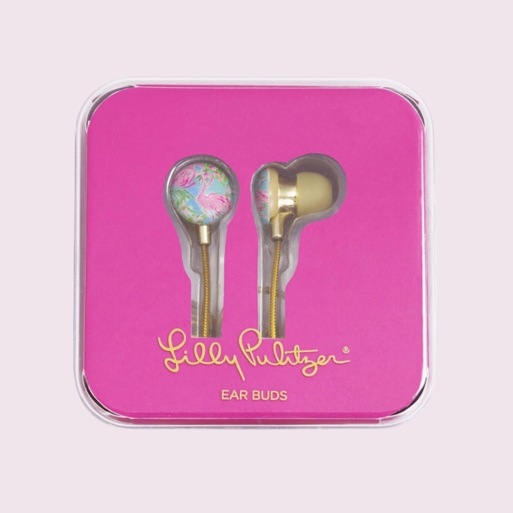 NIB Lilly Pulitzer Earbuds with Silicone Tips and Volume Control, Floridita - Picture 1 of 5